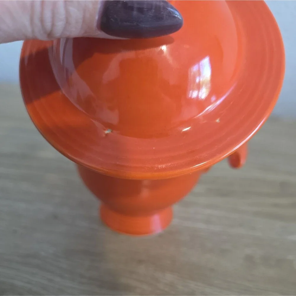 Vintage Fiesta Original Red Sugar Bowl with Woolworth's Sticker Homer Laughlin